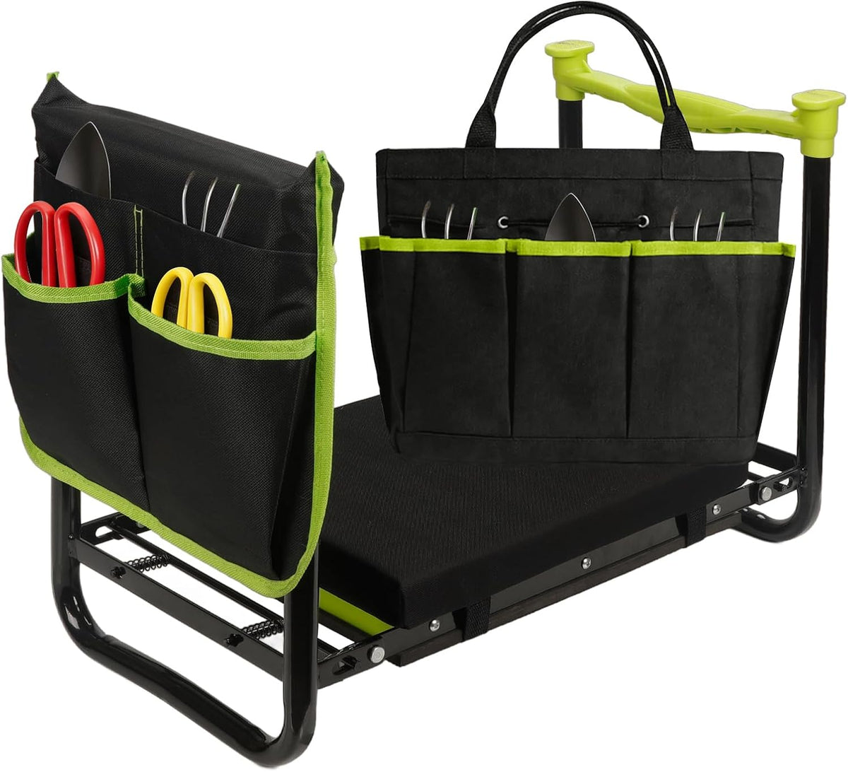 Garden Kneeler and Seat, Heavy Duty Gardening Stool with 1.8" Thick Detachable Kneeling Pad, Foldable Bench Chair