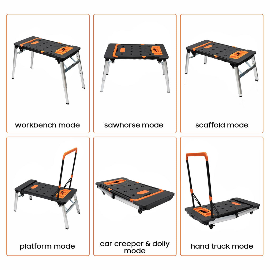 7 in 1 Folding Workbench, Portable Work Table with 4 Wheels, 700 lb