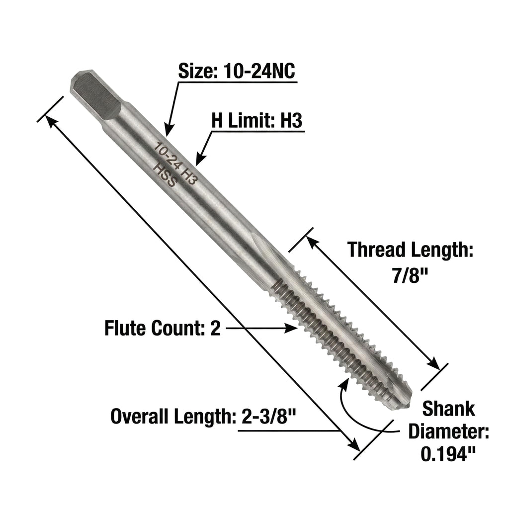 Accusize 10-24NC Spiral Point Tap, H3 Limit, SPT-10-24