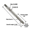 Accusize 10-24NC Spiral Point Tap, H3 Limit, SPT-10-24