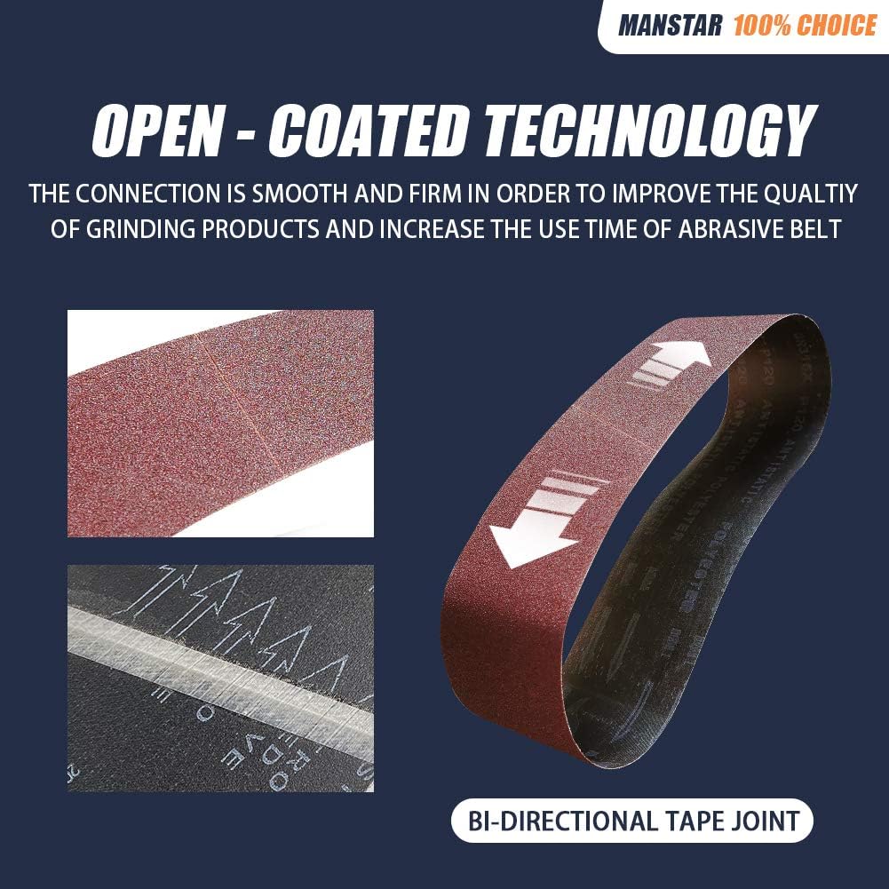 10 Pcs 6 x 48 Inch Assorted Aluminum Oxide Sanding Belt,80/120/150/240/400 Grit