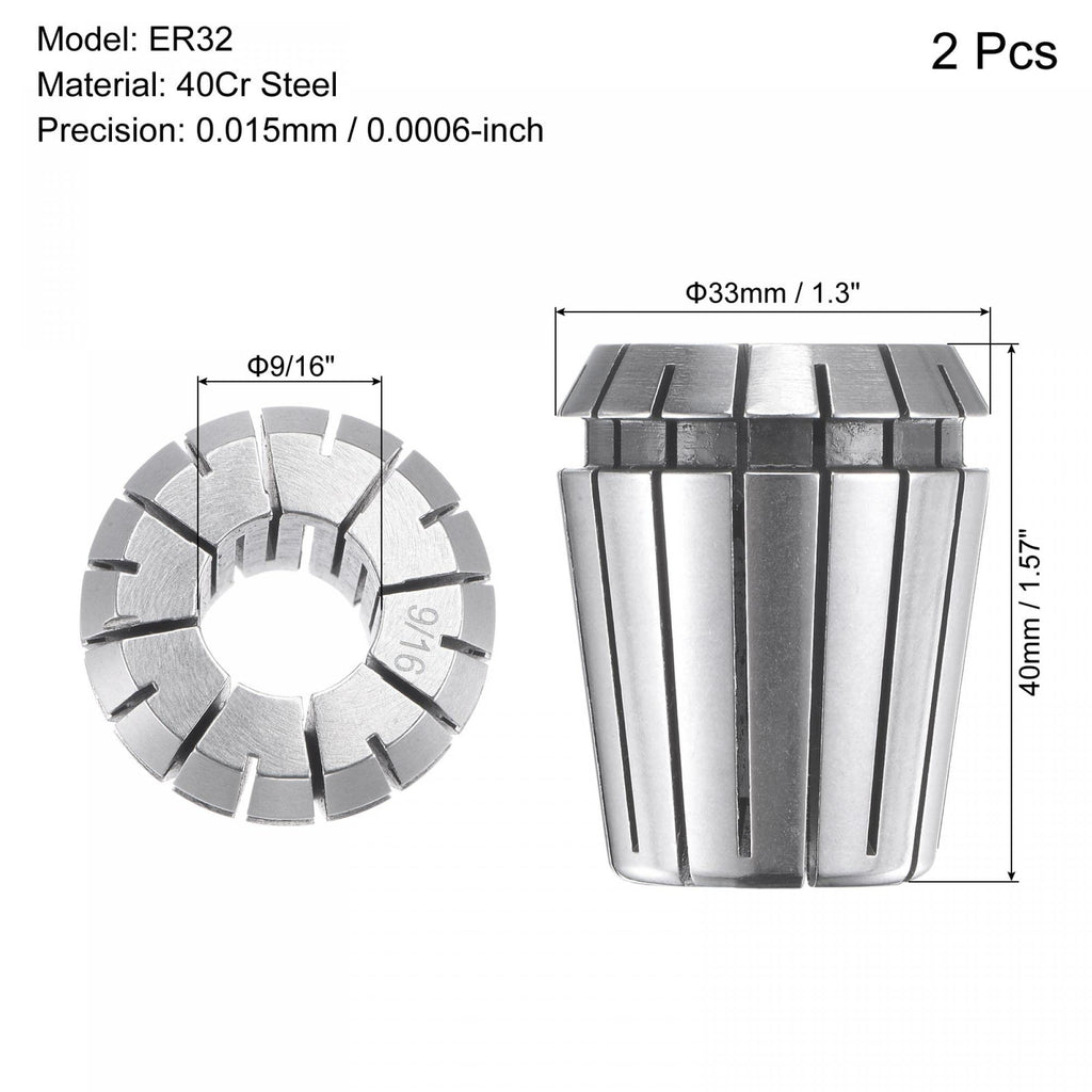 uxcell ER32 Spring Collet 9/16" Chuck for CNC Engraving Machine Lathe Milling Tool 2pcs