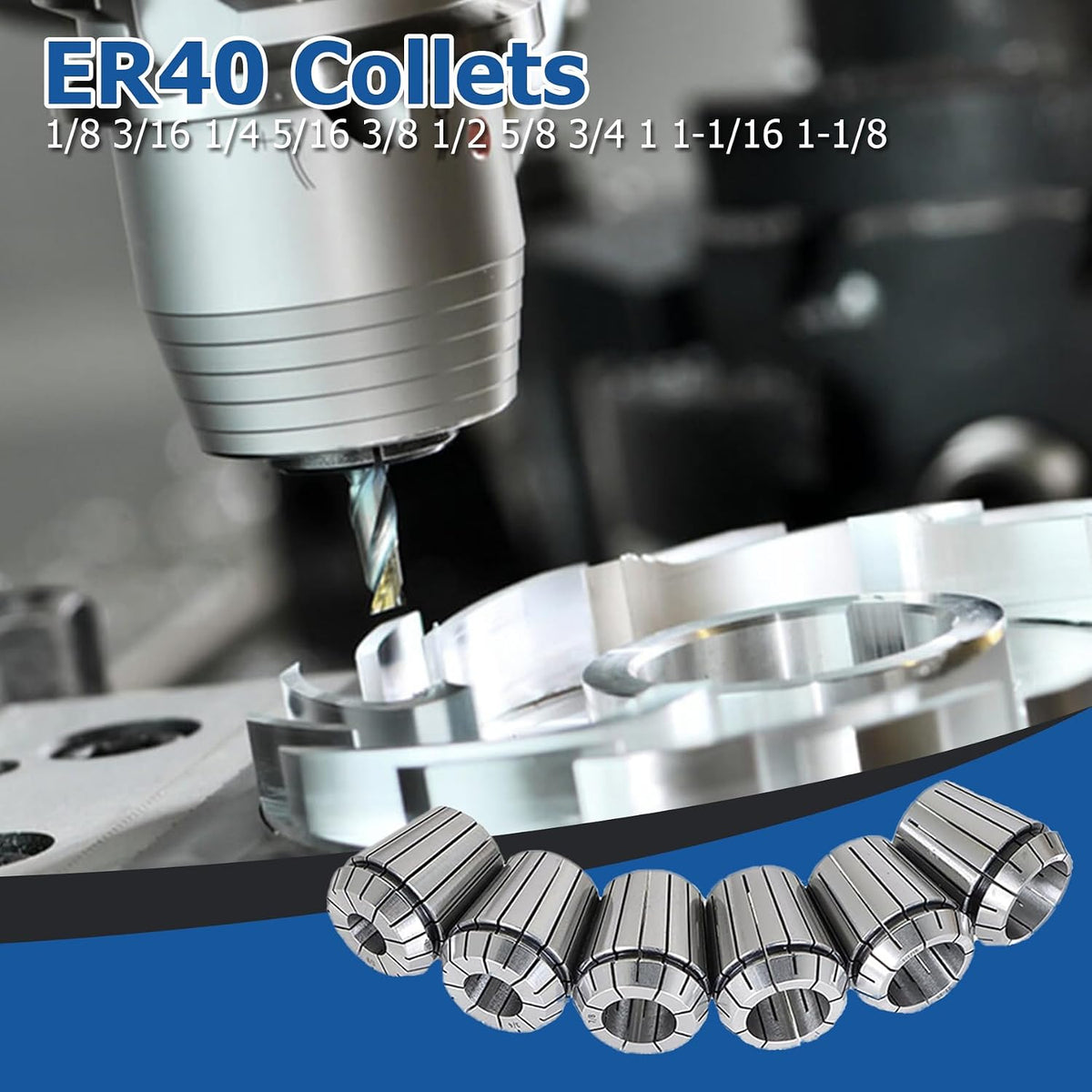 WFLNHB 12Pcs ER40 Collets with Common Size 1/8-1-1/8 Inch