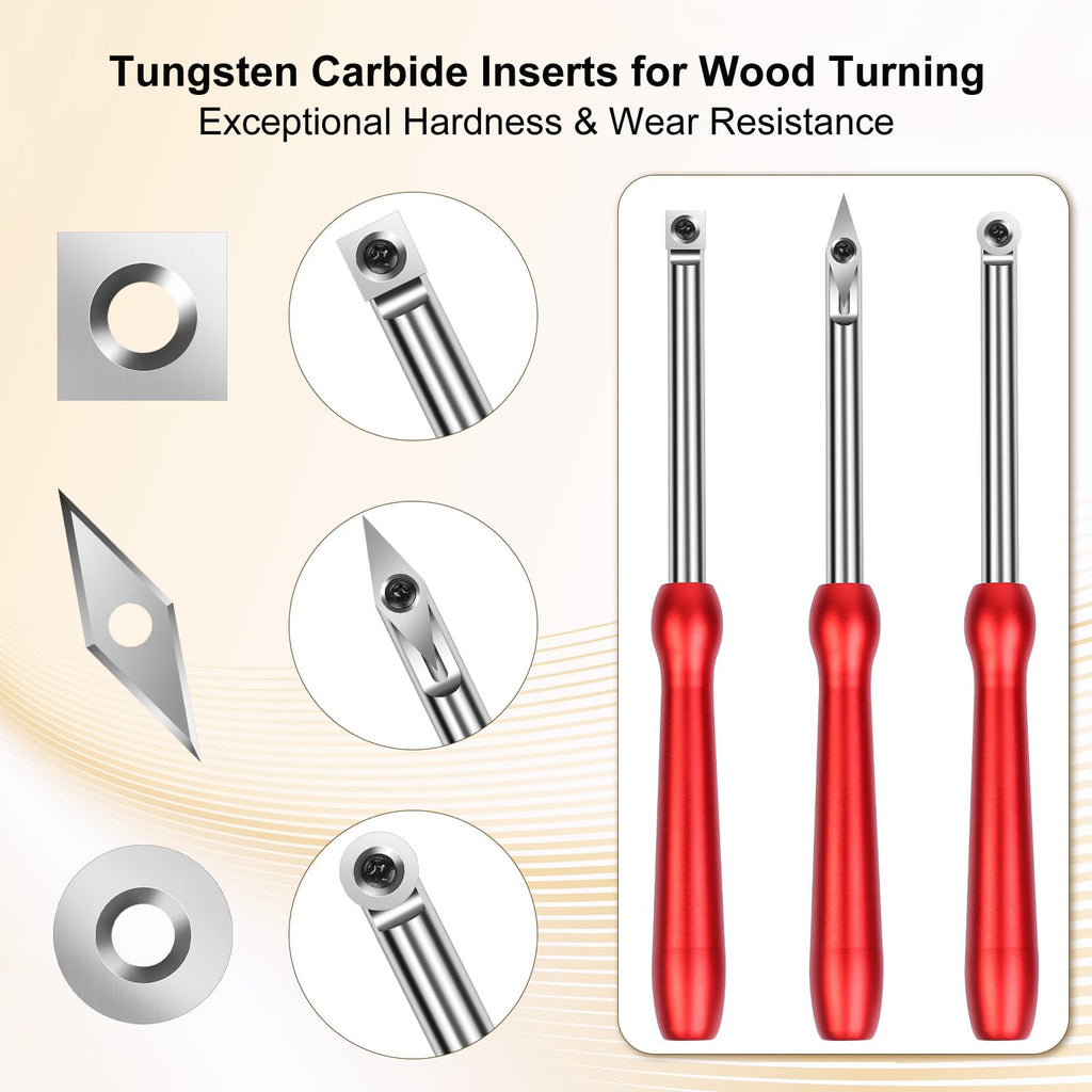 ArtyMaster Tungsten Carbide Inserts, Indexable Carbide Cutting Inserts for Lathe Tools,High Hardness & Wear-Resistant Turning Tool Inserts (11mm Square, 12mm Round, 30 * 10mm Diamond-shaped)