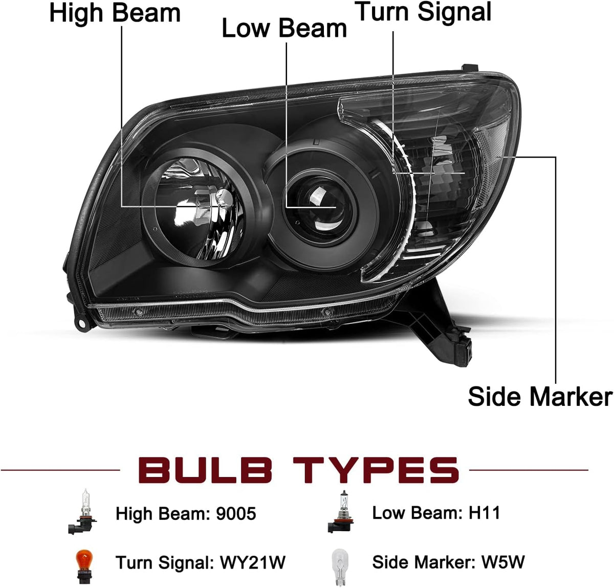 JSBOYAT Headlight Assembly Fits for 2006 2007 2008 2009 Toyota 4Runner