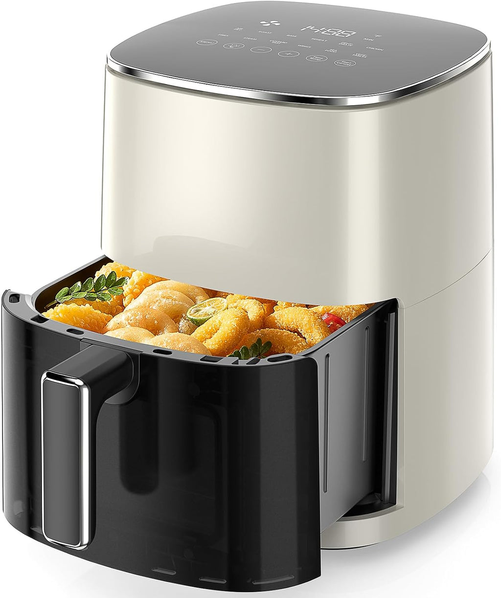 6QT Air Fryer with Window, Square Airfryer Oven 12-in-1 for Family, 400°F Rapid Air Crispy Technology, Roast Bake