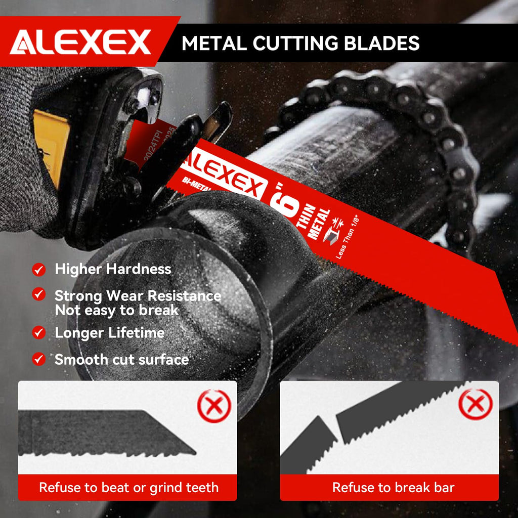25 Pack 6 Inch 20/24TPI Reciprocating Saw Blades for Metal Cutting, Bi-Metal Sawzall Blades with 8% Cobalt, for Automatic Dismantling Sawzall Blades for Less 1/8" Thin Metal, for Diablo Sawzall Blade