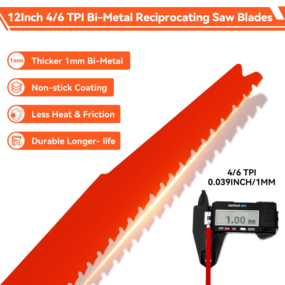 100 Pack 12 Inch 4/6 TPI Reciprocating Saw Blades for Wood and Nail-Embedded Wood Cutting, Bi-Metal Sawzall Blades for Cutting Nail and PVC Pallets etc, for Diablo Sawzall Blades