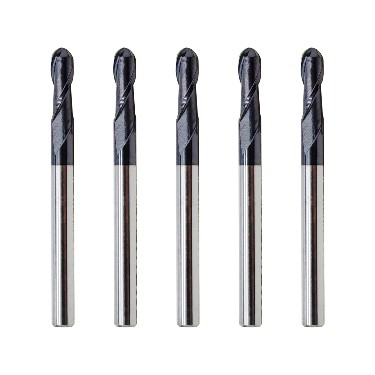 LU&MN 2-Flute Carbide Ball Nose End Mill Bits, 1/8", 5 Pieces