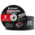 EZARC Metal Cut Off Wheels 3 x 1/16 x 3/8-Inch, 25-Pack
