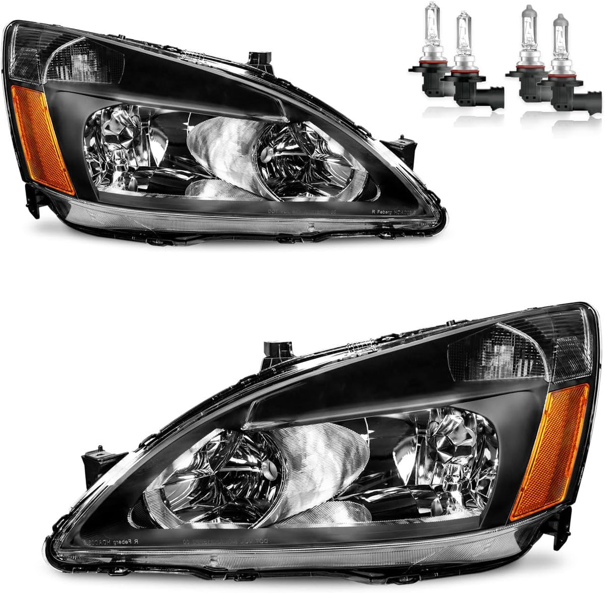 Headlights Assembly for 2003-2007 Honda Accord Black Housing