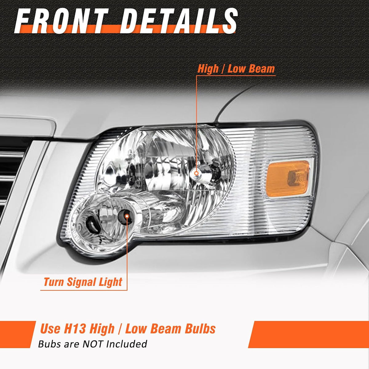 for 2006-2010 Ford Explorer Headlights Assembly Chrome Pair