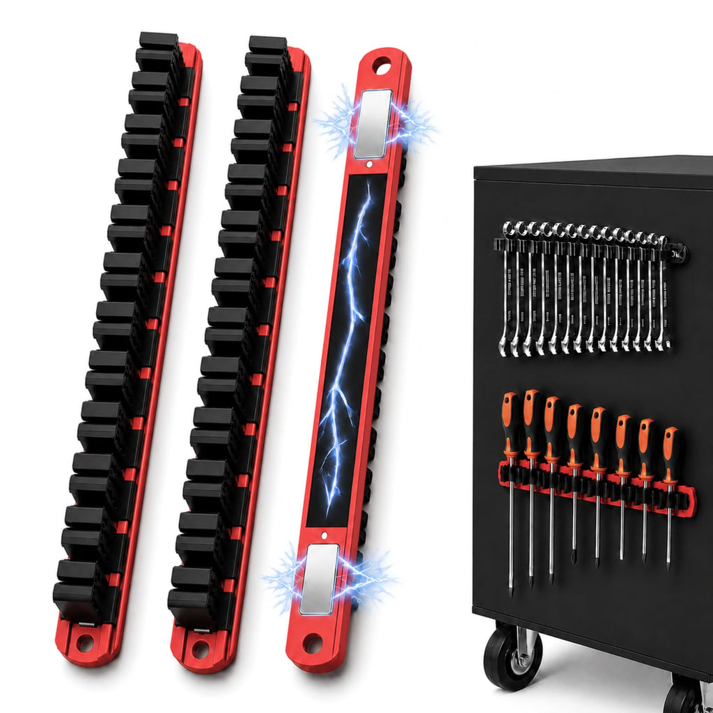 Heavy Duty Magnetic Screwdriver & Wrench Organizer, 36 Slot Tool Holder