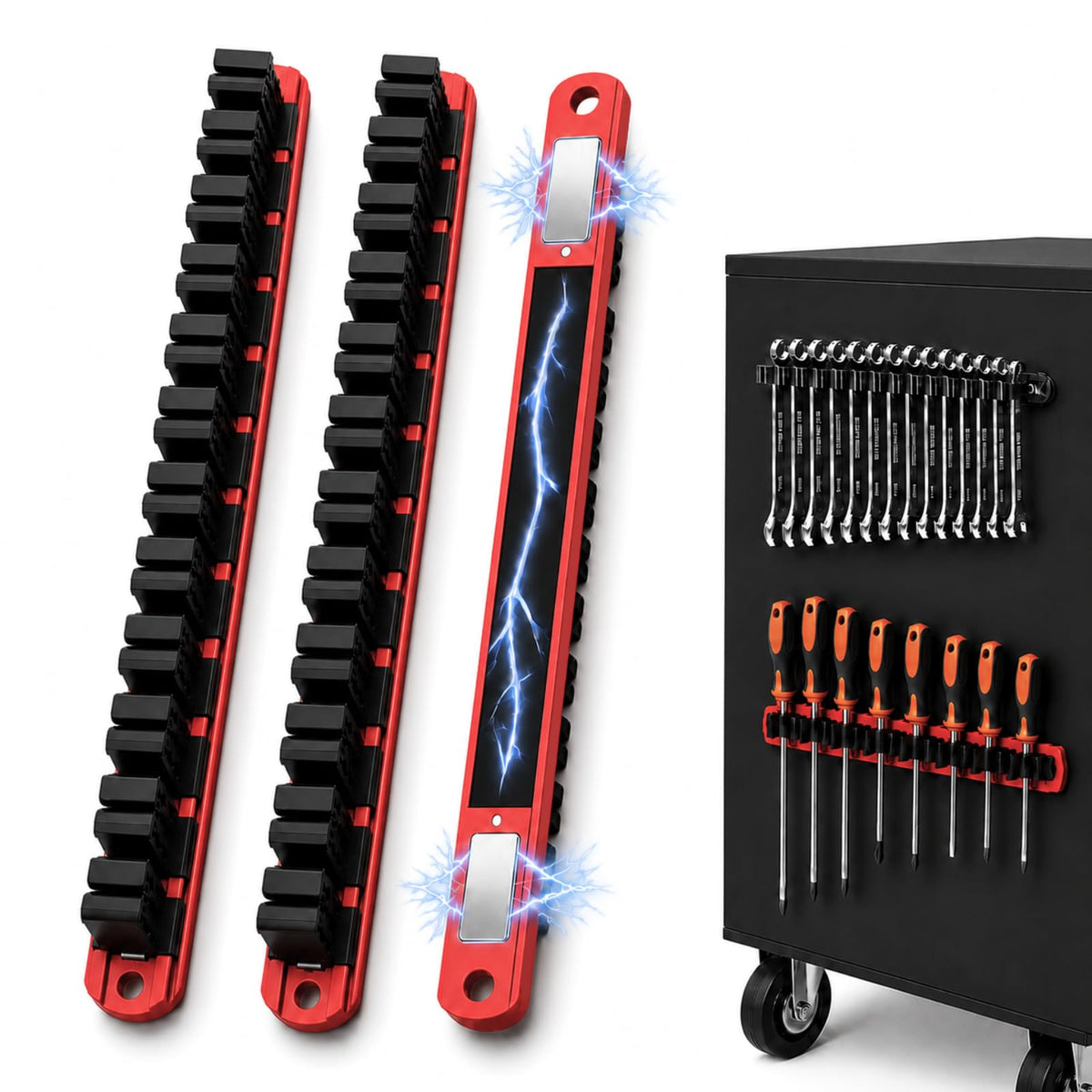 Heavy Duty Magnetic Screwdriver & Wrench Organizer, 36 Slot Tool Holder