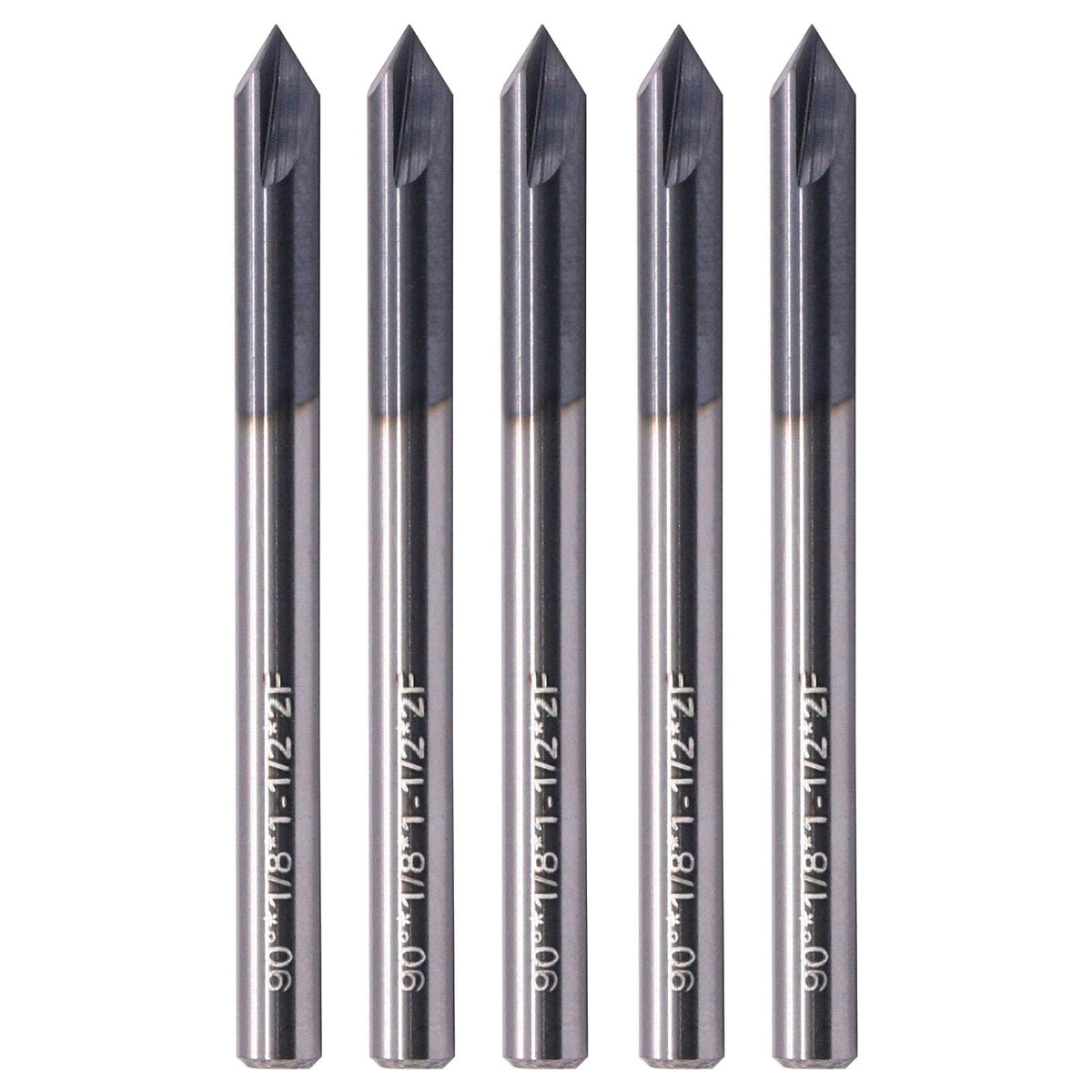 5Pcs 1/8" 2 Flute 90° Solid Carbide Chamfer End Mills - AlTiN Coated