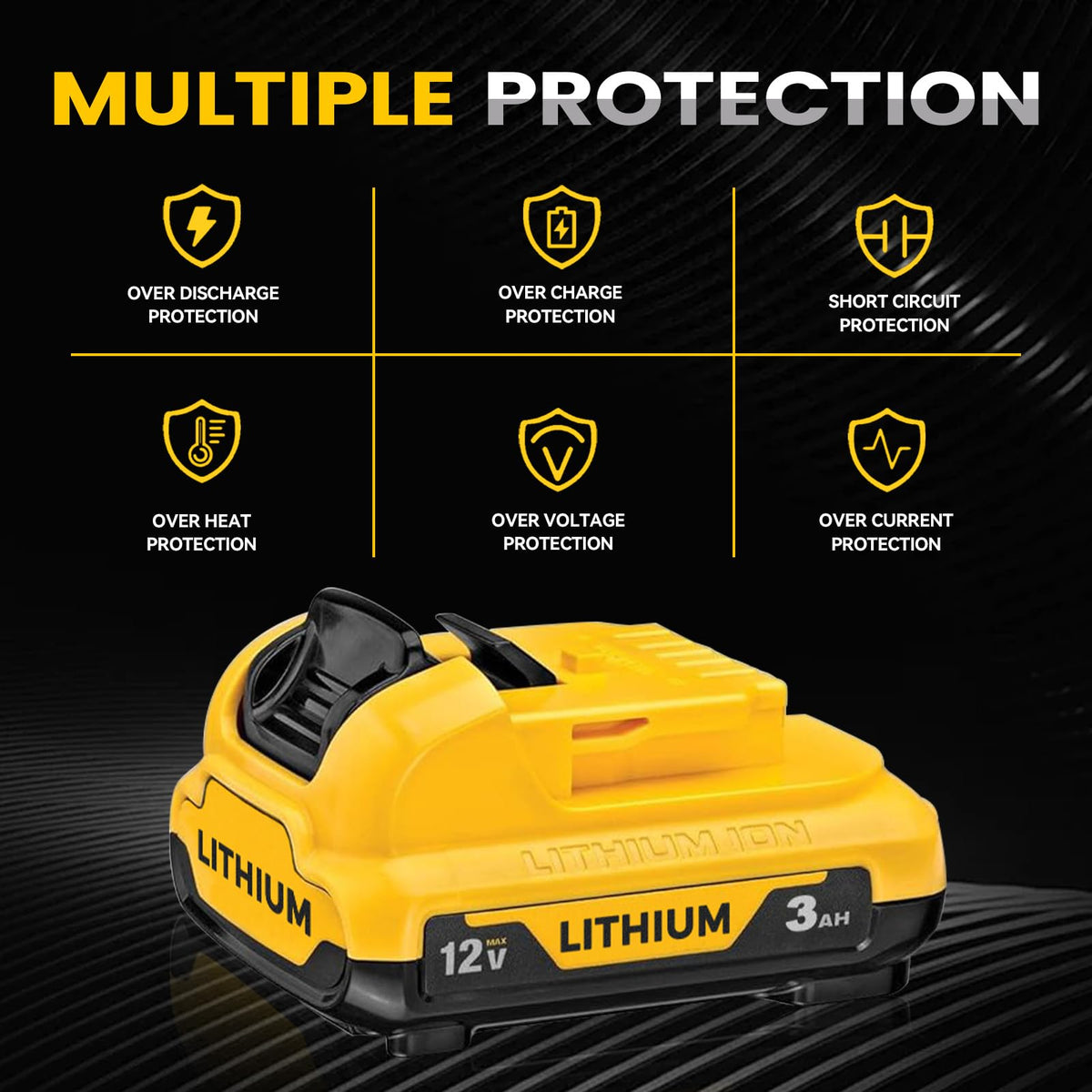 2Pack 3.0Ah DCB120 Battery Replace for Dewalt 12V Battery DEL1803
