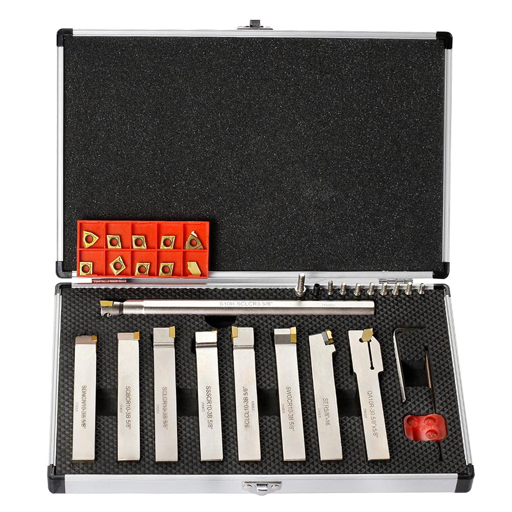OSCARBIDE 5/8" Shank 9 pcs Nickel Plated Metal Lathe Tool & Boring Set