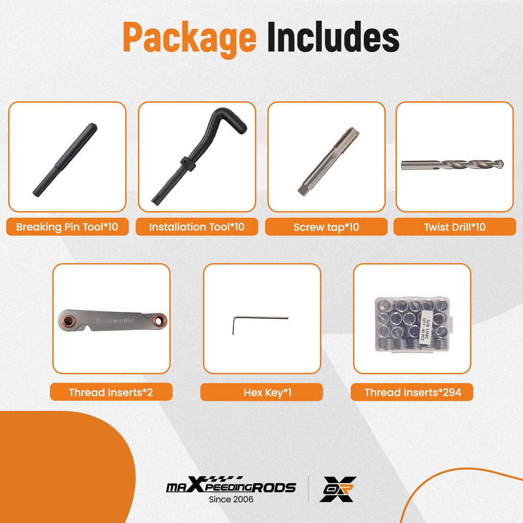 maXpeedingrods 338PC HSS Helicoil Thread Repair Kit for SAE & Metric Sizes