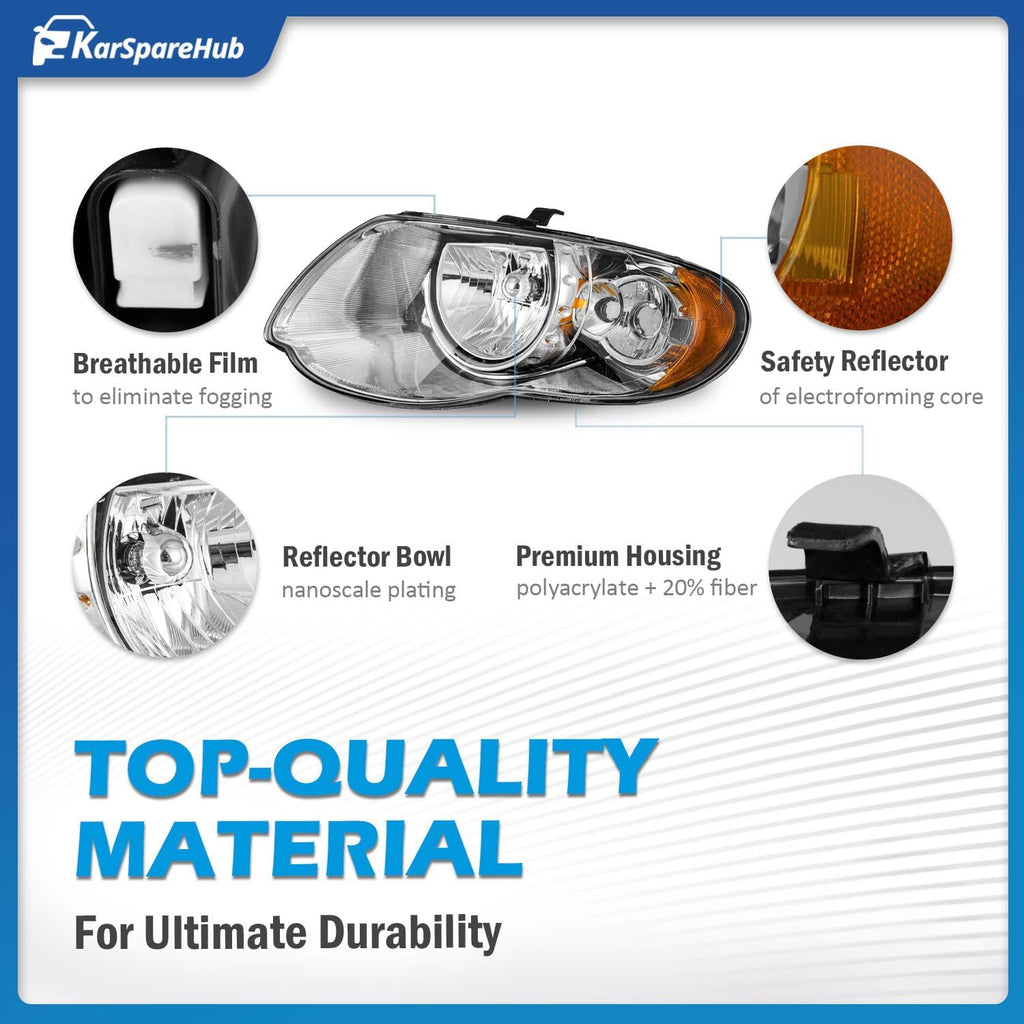 Headlights Halogen for 2005-2007 Chrysler Town & Country