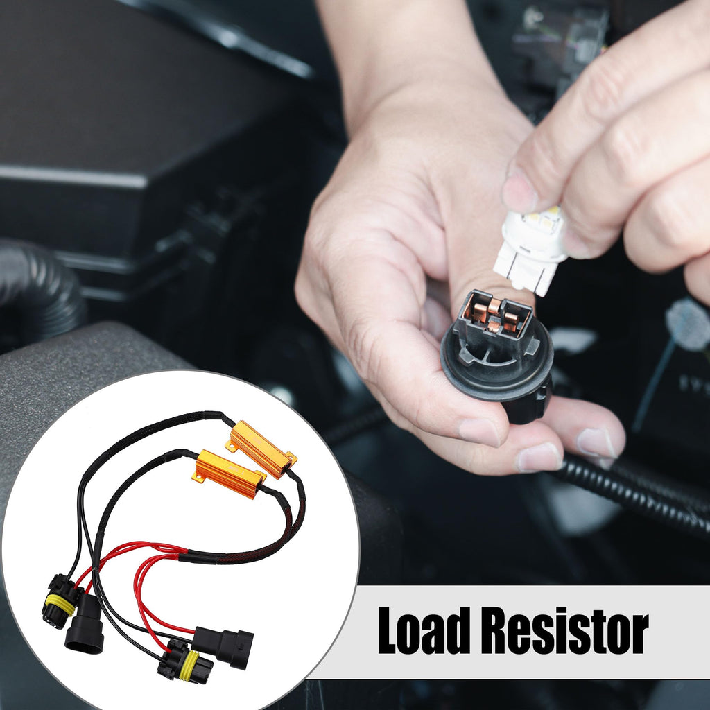 X AUTOHAUX 2pcs HB4 9006 9005 9145 H10 DC 12V 50W 6 Ohm Error Free Load Resistor Wiring Harness Adapters Decoder for LED Headlight Daytime Running Light