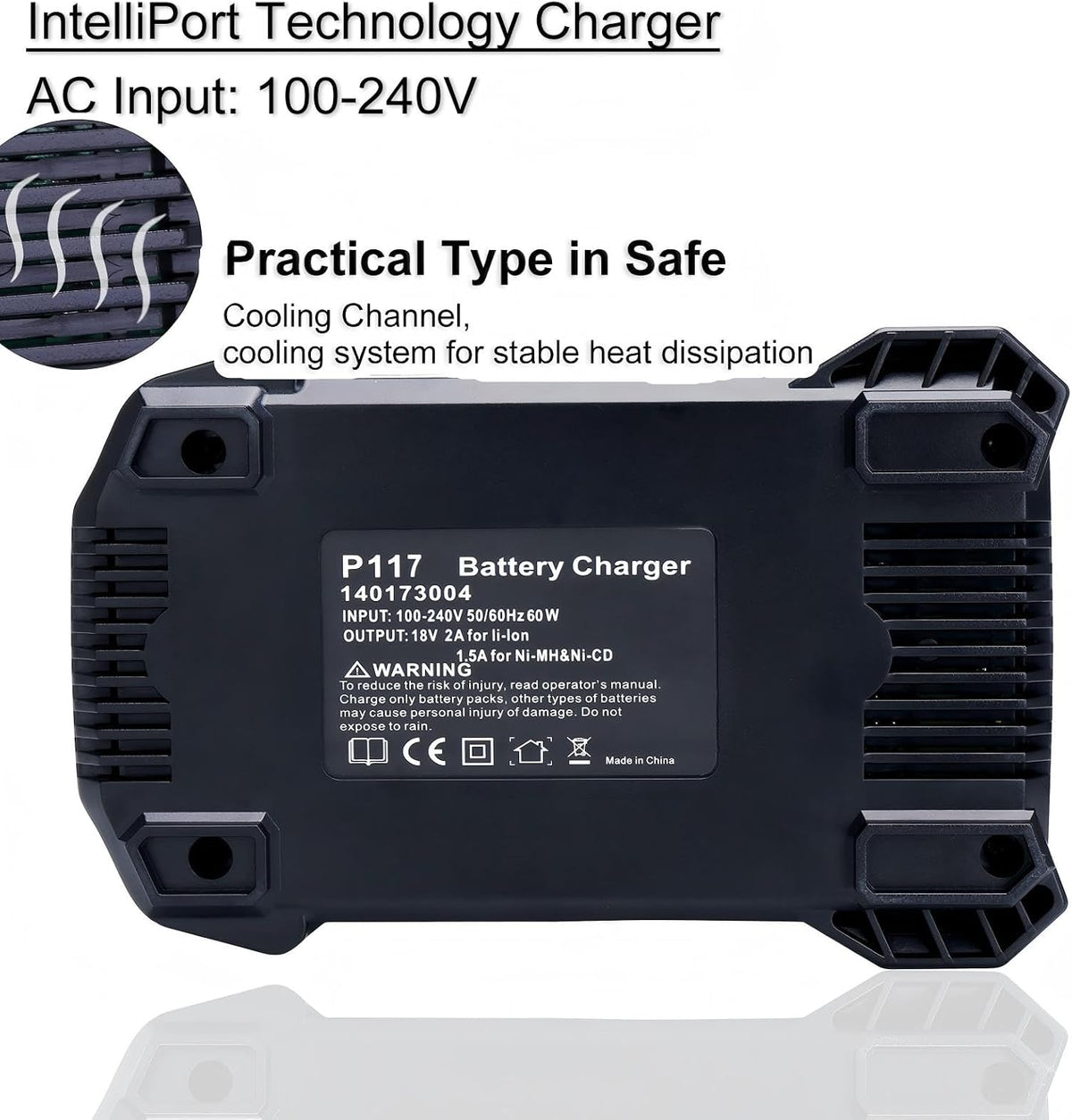 P117 18V Battery Fast Charger Compatible with Ryobi 12V-18V One+ Battery