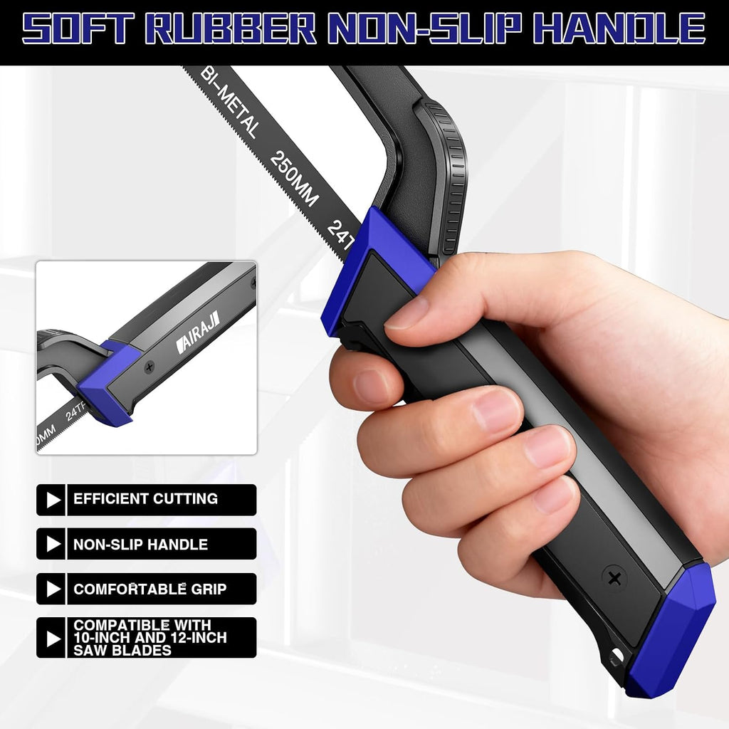 AIRAJ Mini Metal Hack Saw, Small Hacksaw for Metal, with 5 HSS Saw Blade