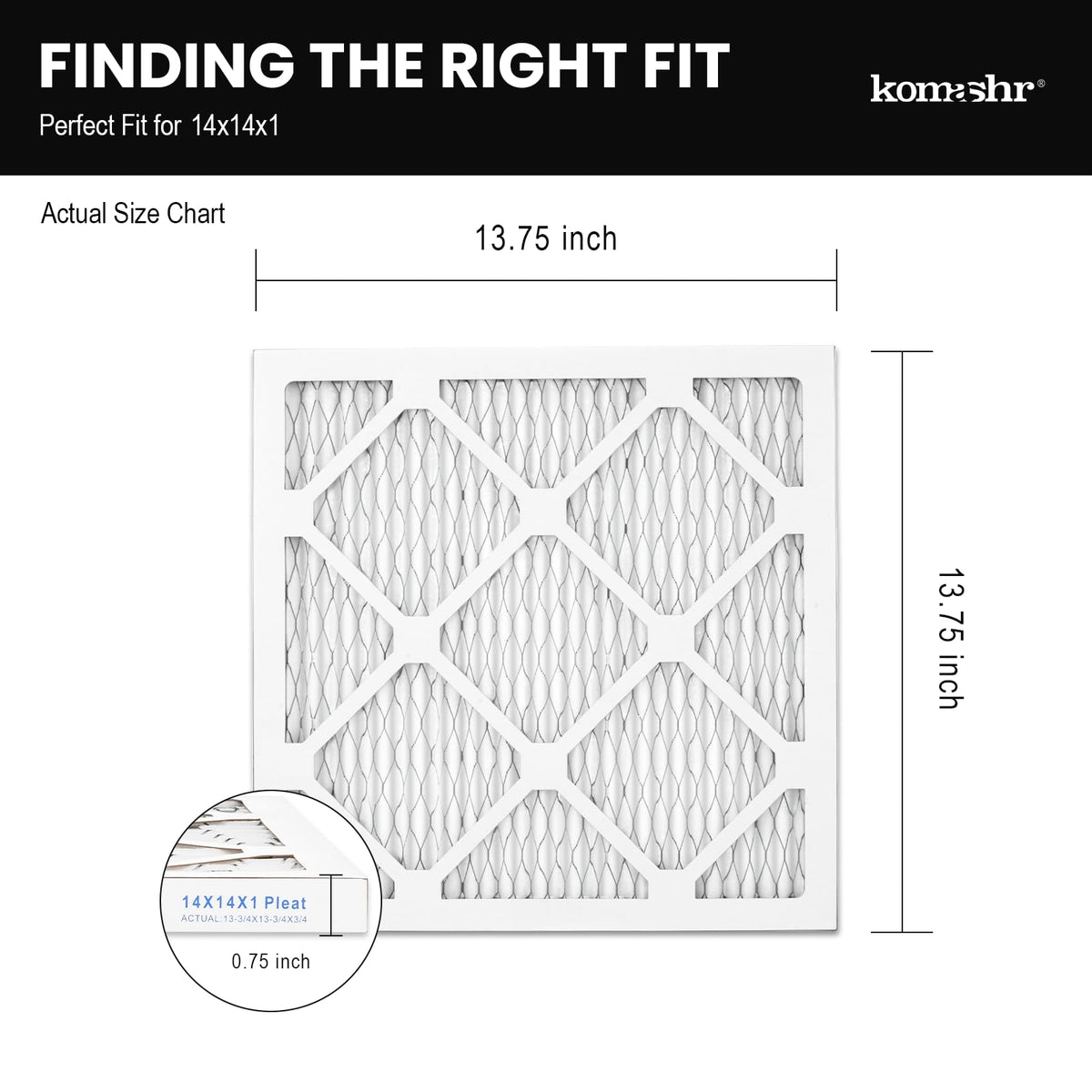 14x14x1 Air Filter MERV 13 (6-Pack), HVAC/Furnace AC Filter Replacement, Dust Defense–Comparable with MPR 1500-1900 &