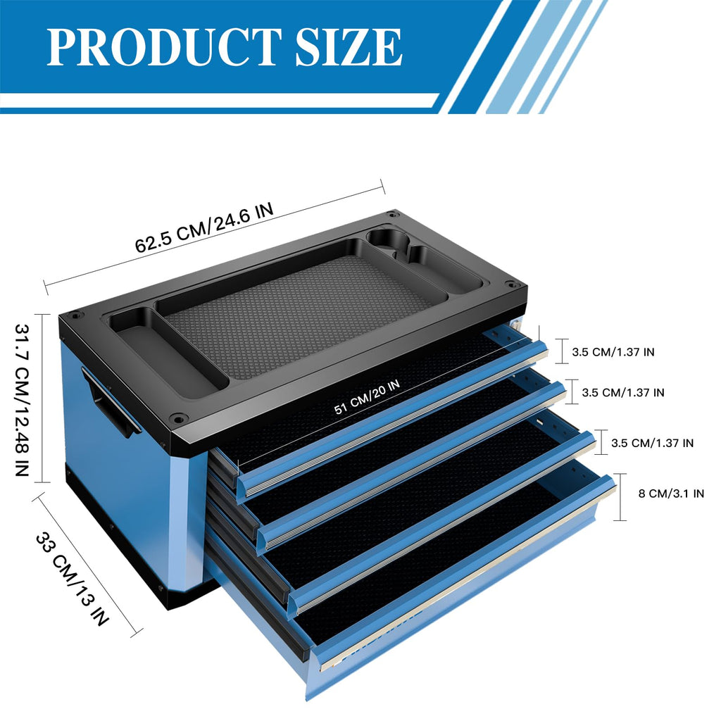 Portable 4-Drawer Tool Chest with Lock & Keys,Tool Box with Handle