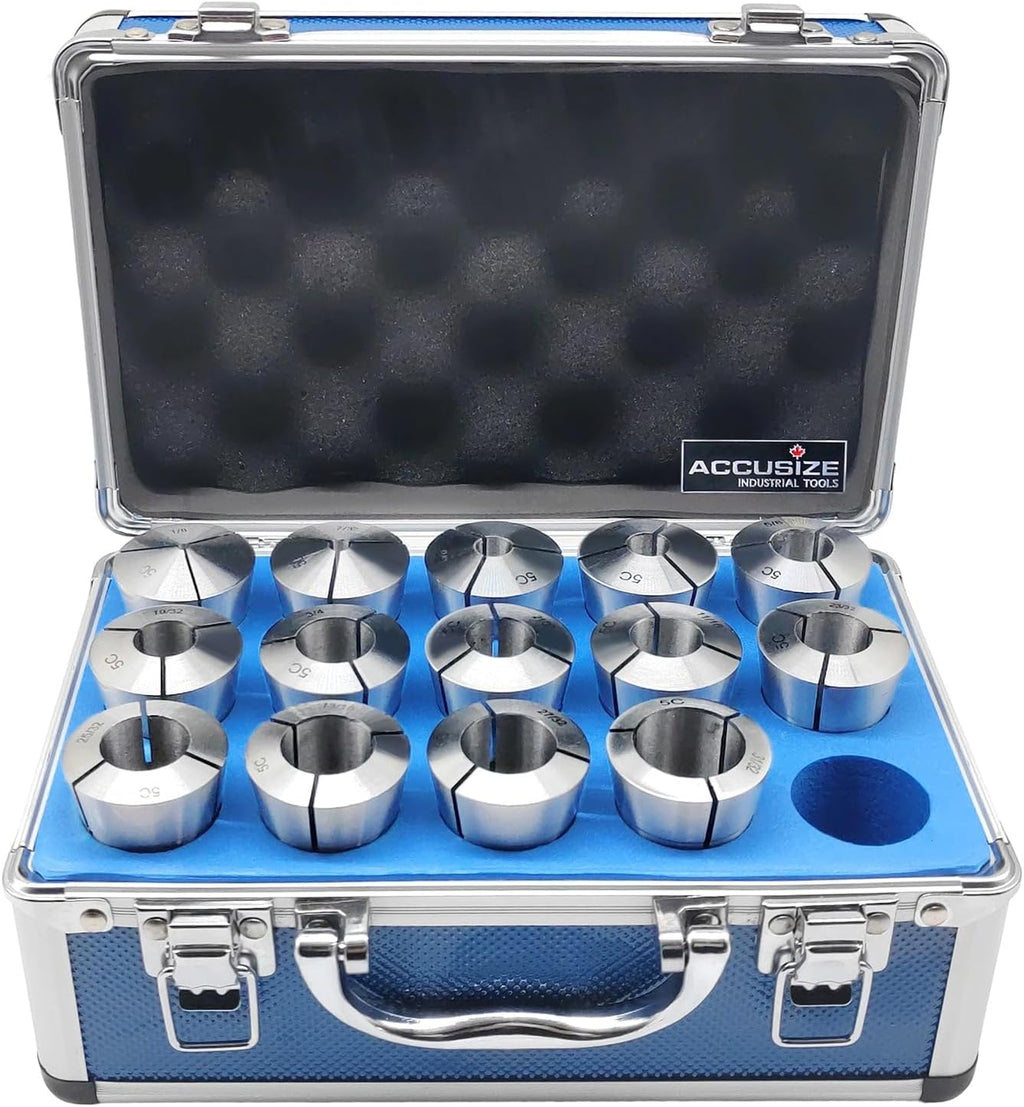 Accusize 5C Precision Round Collets Hardened & Ground, 3-25mm, 14-Pc Set