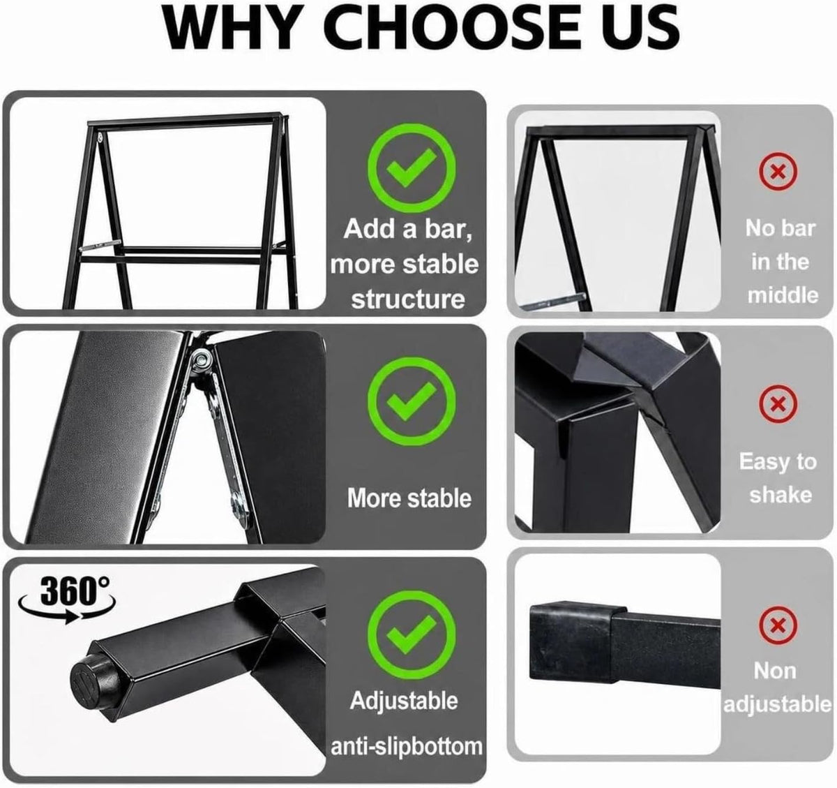 2 Pack Heavy Duty A-Frame Sidewalk Sign 24 x 36 Inch, Portable Double-Sided Sandwich Board Slide-in Folding Metal