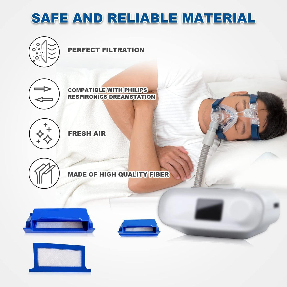 16 Pcs CPAP Filters Compatible with DreamStation1, Replacement Filter Kit Includes 4 Pollen Filter and 12 Disposable Ultra-Fine Filters