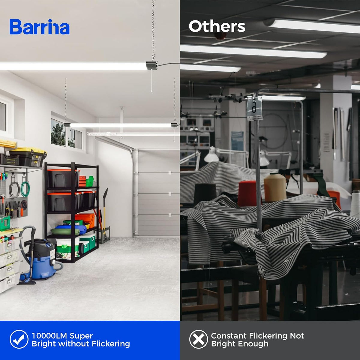 Barrina BS84 LED Shop Lights 4FT for Workshop, 84W 10000LM 5000K, 4 Packs