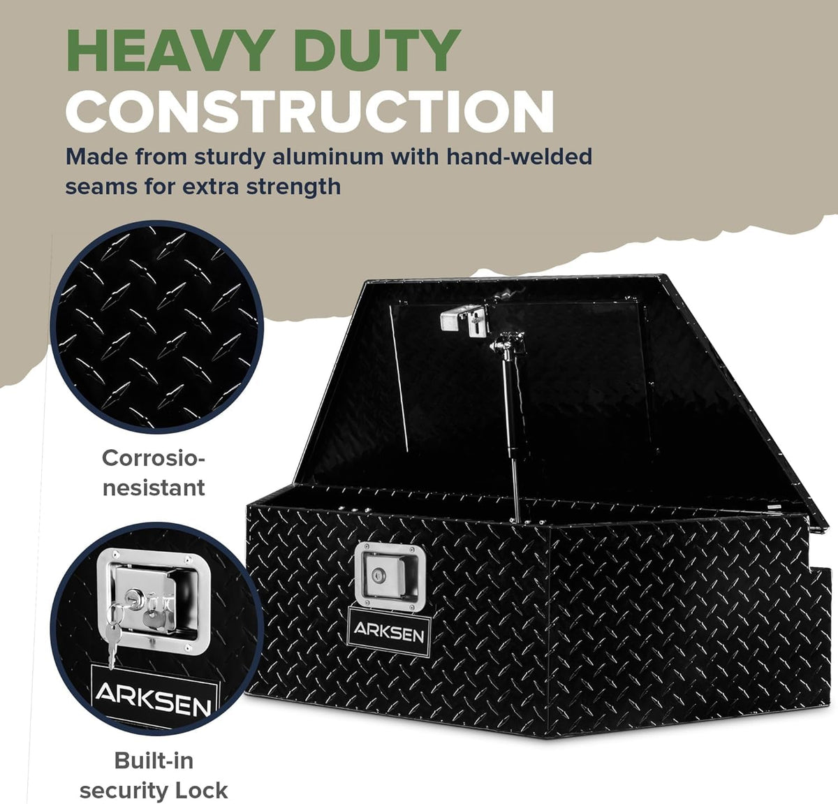 39" Trailer Tongue Box, Heavy Duty Diamond Plate Tool Chest, Black