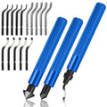 Otoolling 3 Pcs Hand Deburring Tool Kit 2 Countersink Hand Reamer and 1 Deburring Tool with 15 Extra High Speed Steel Swivel Blade for Metal, Resin, Aluminum, Copper, Plastic, 3D Printing, Wood (Blue)