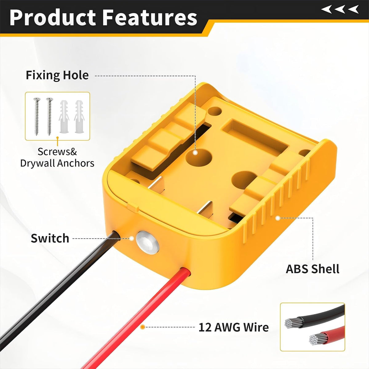 Kzreect Battery Adapter with Switch Compatible with Dewalt 20V Battery