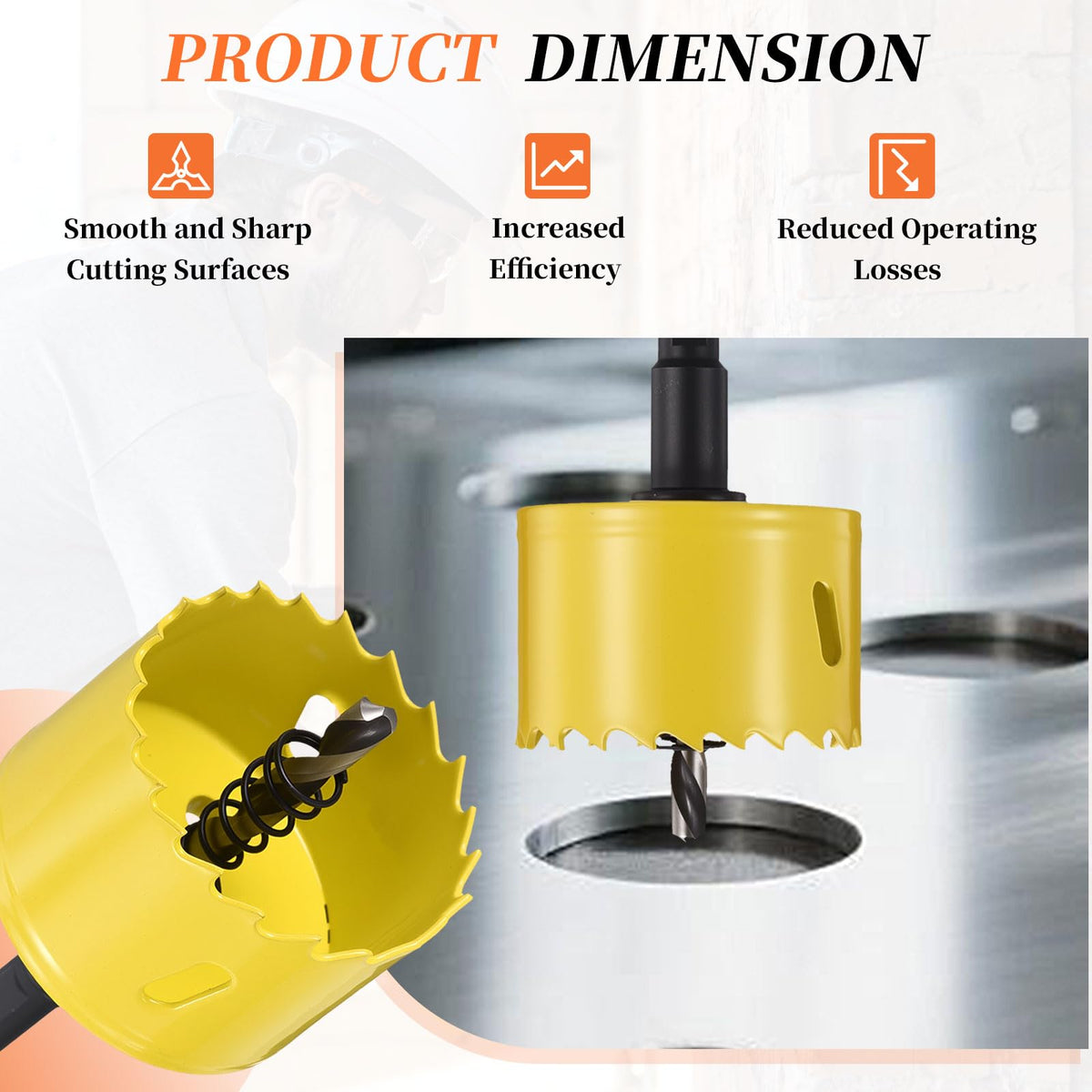 METALLIXITY Bi-Metal Hole Saw 4" 102mm M42 HSS for Hard Steel Yellow