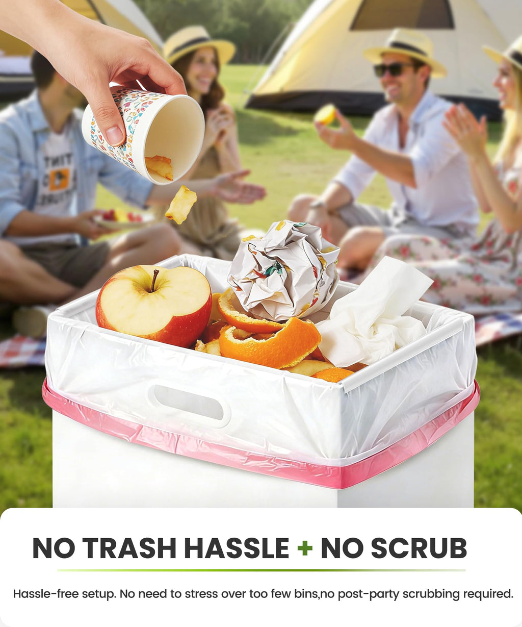 13 Gallon Disposable Trash Cans for Party 4 Pack, White