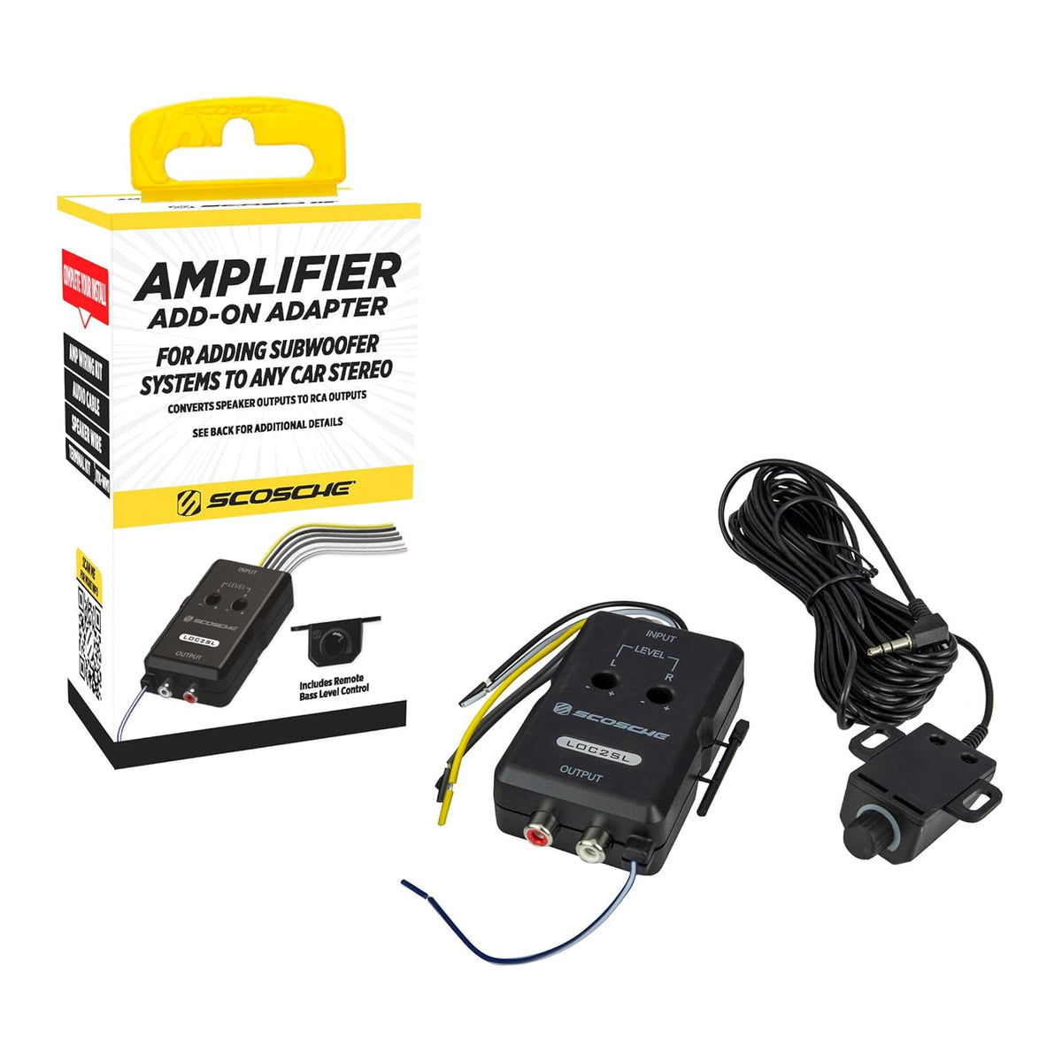 LOC2SL Line Output Converter with Remote Control Knob - 2CH High/Low RCA Converter Car Audio - Ideal for Subwoofer