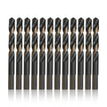Drill America 3/16" High Speed Steel Black & Gold KFD Split Point Mechanic Length Drill Bit with 3-Flat Shank (Pack of 12), KFD Series