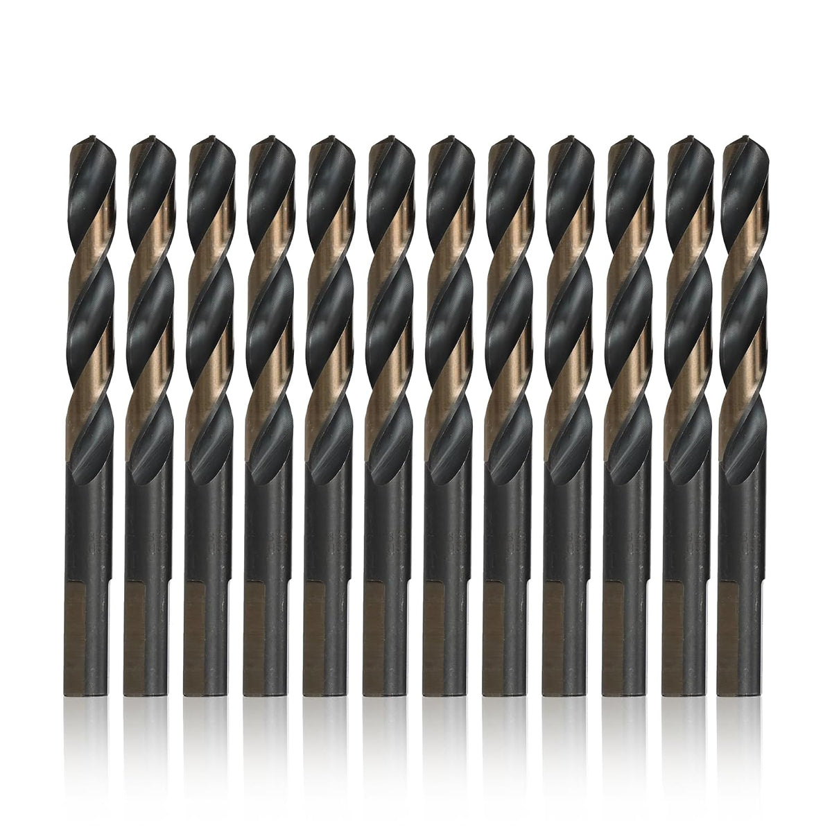 Drill America 3/16" High Speed Steel Black & Gold KFD Split Point Mechanic Length Drill Bit with 3-Flat Shank (Pack of 12), KFD Series