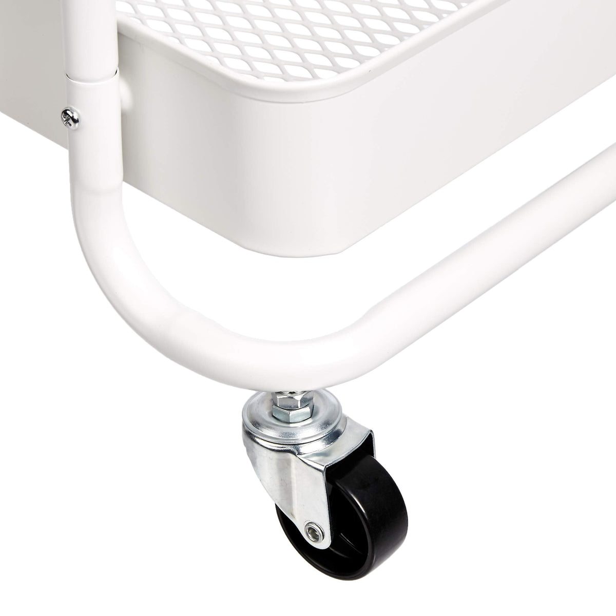 2-Tier Rolling Metal Utility Cart with Shelf, Portable Multi-Functional Storage, White