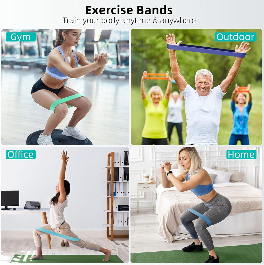 Resistance Bands for Working Out, 5-Pack Elastic Loop Exercise Bands for Strength Training Stretching, Home Gym