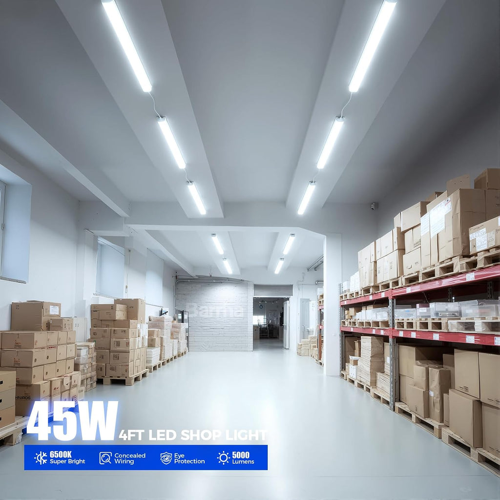 Barrina LED Shop Lights 4FT for Workshop, Garage, 45W 5000LM 6500K, 6 Packs