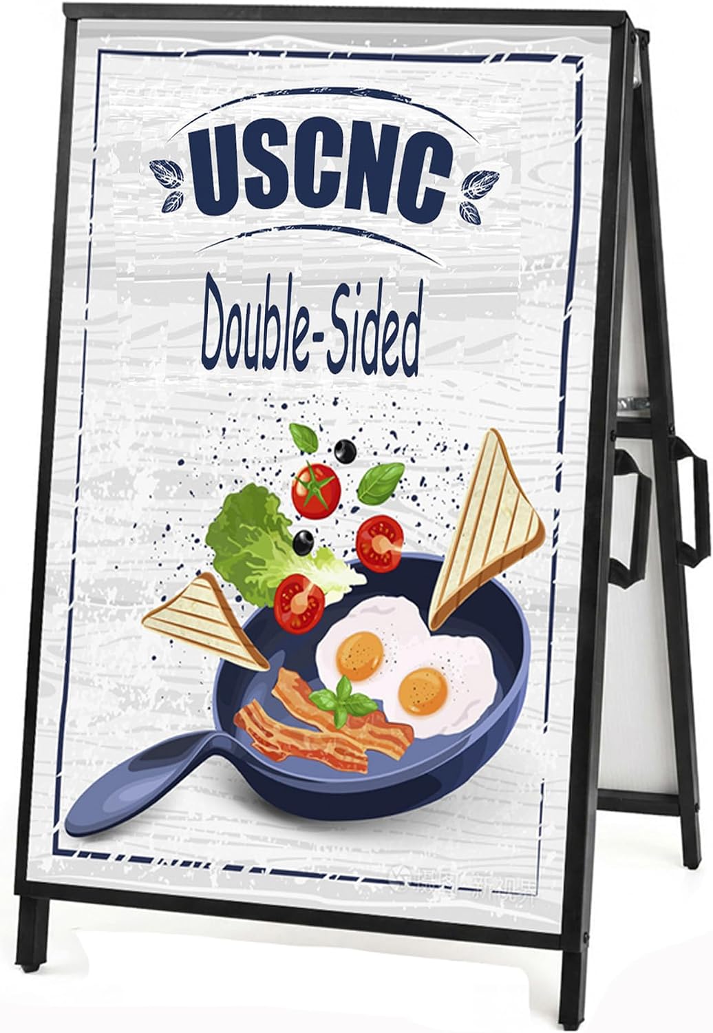 24 x 36 Heavy Duty Slide-in Folding A-Frame Sidewalk Sign Black Coated Steel Metal Double-Sided Pavement Sign (Frame