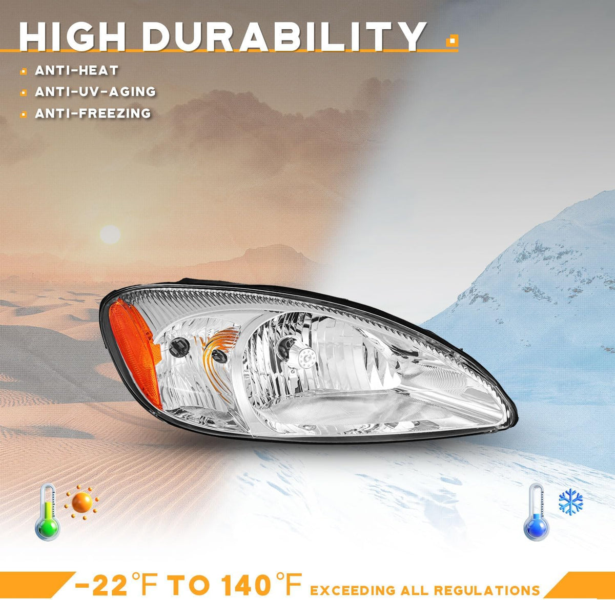 WEELMOTO Halogen Headlights for 2000-2007 Ford Taurus SE/SES/SEL/LX