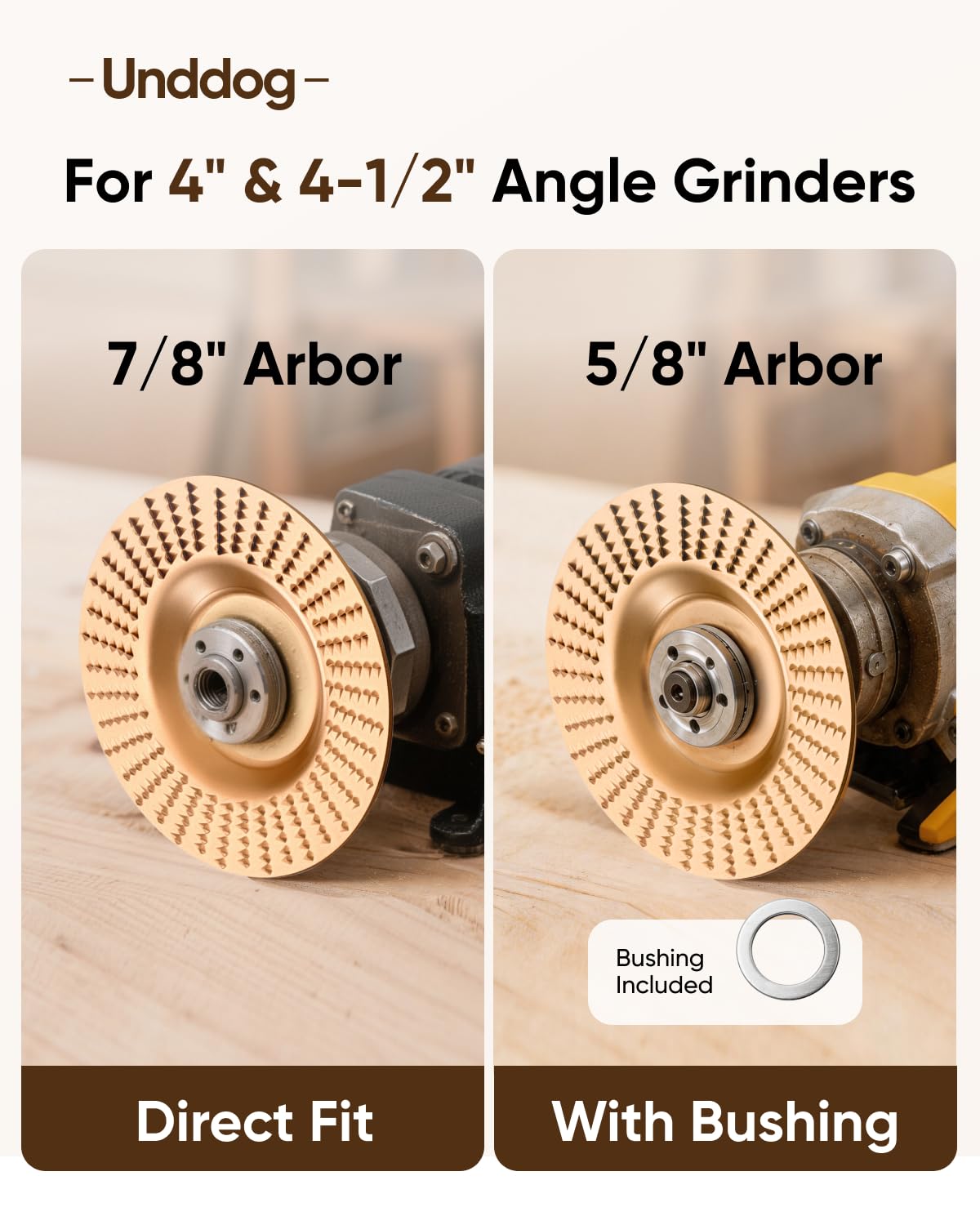 Unddog 3PCS Tungsten Carbide Wheel, Angle Grinder Wood Carving Disc (Flat)