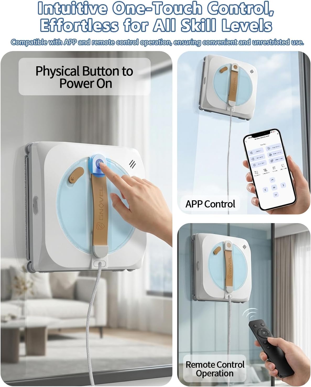 Window Cleaning Robot with 4 Cleaning Modes,8000Pa Suction for Glass