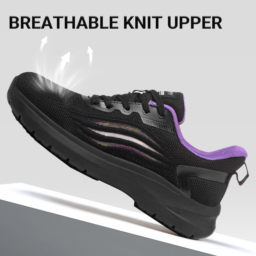 Non Slip Work Shoes for Women Black Purple