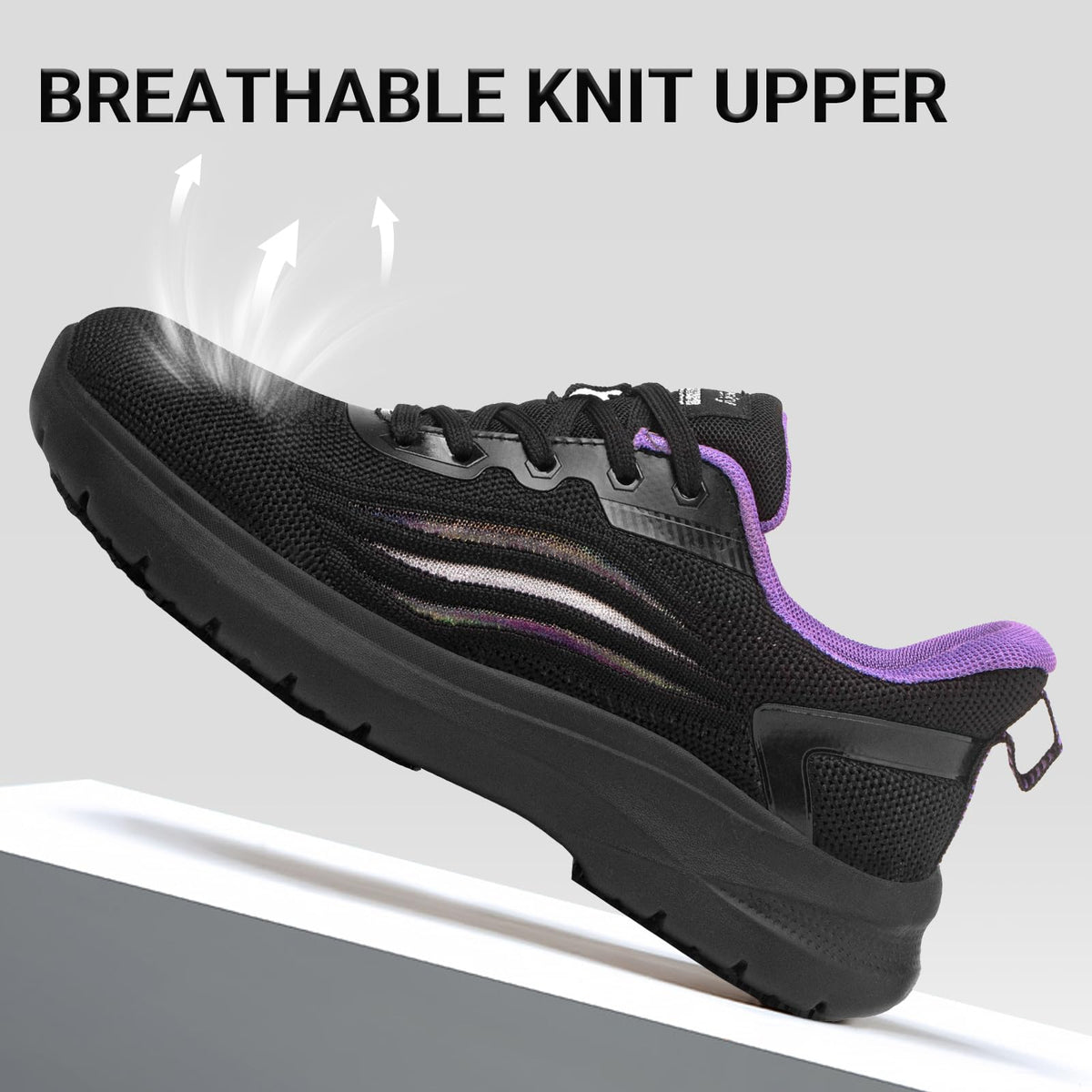 Non Slip Work Shoes for Women Black Purple