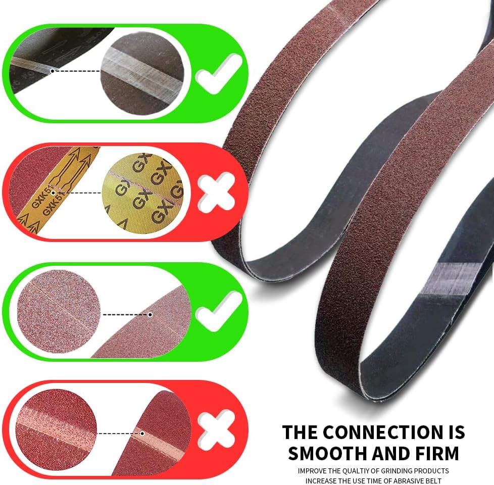 15 Pcs 2 x 48 Inch Assorted Aluminum Oxide Belt Sander Sanding Belt - 3 Each of 80/120/150/240/400 Grits